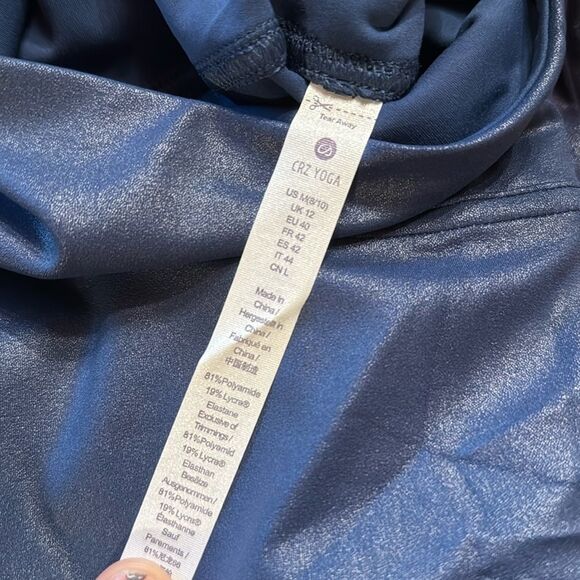 CRZ YOGA blue shimmer leggings sz M - Picture 2 of 5